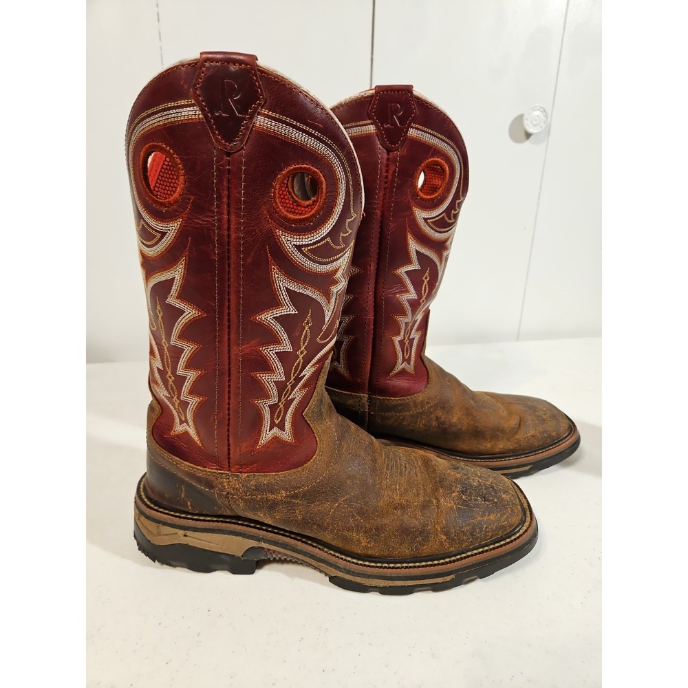 R. Watson Hazel Bay Square Toe Boots Men's‎ 9.5D Boots RW1002-Red/Brown